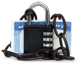 Padlock around Social Security Card